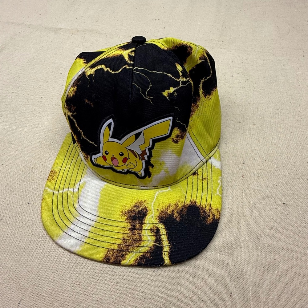 Pokemon Bioworld Pikachu Lightning Tie Dye Snapback Hat Yellow Black Cap OSFM